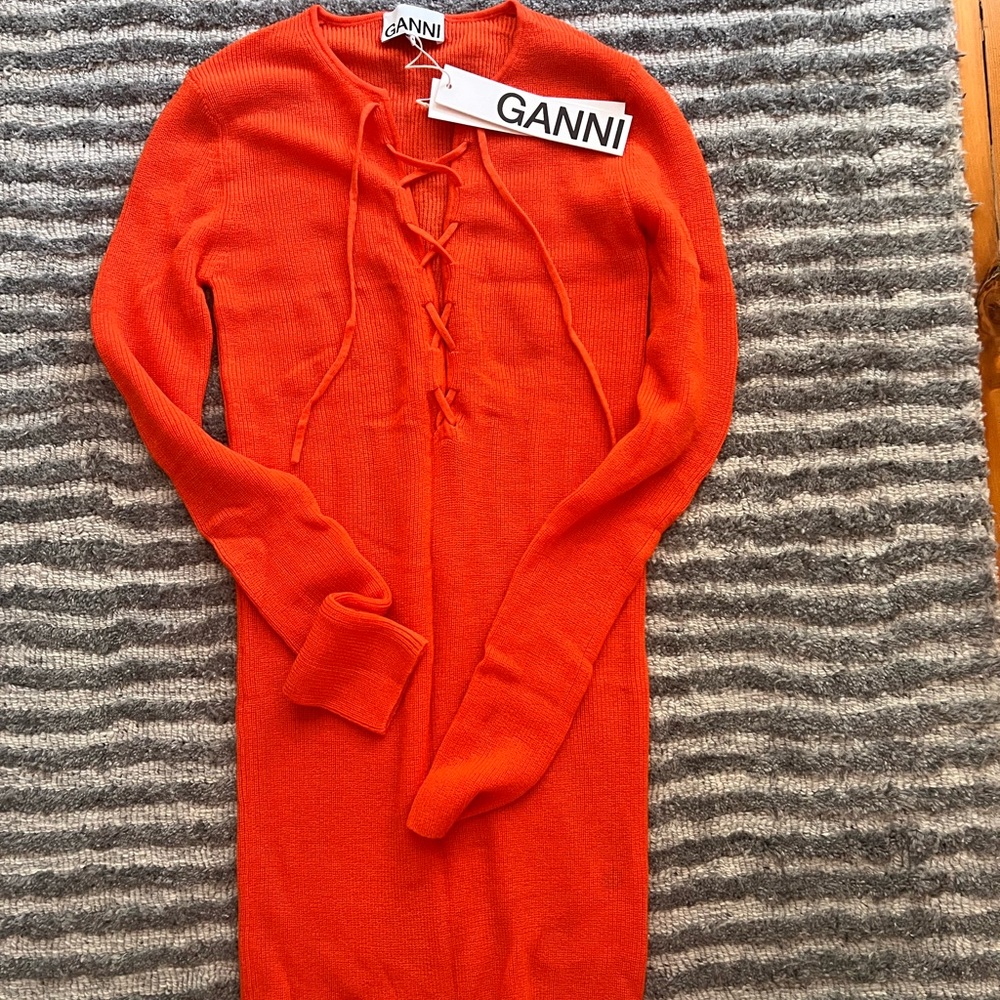 Ganni Bright Orange Wool Knitwear